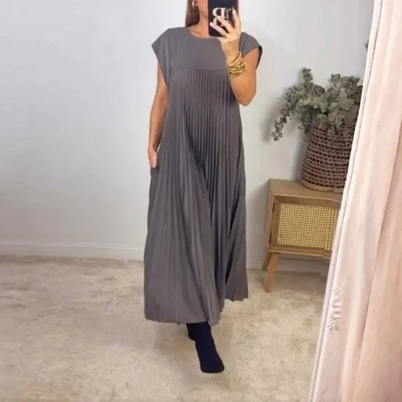 Robe Longue Plissée Femme – Élégante et Décontractée