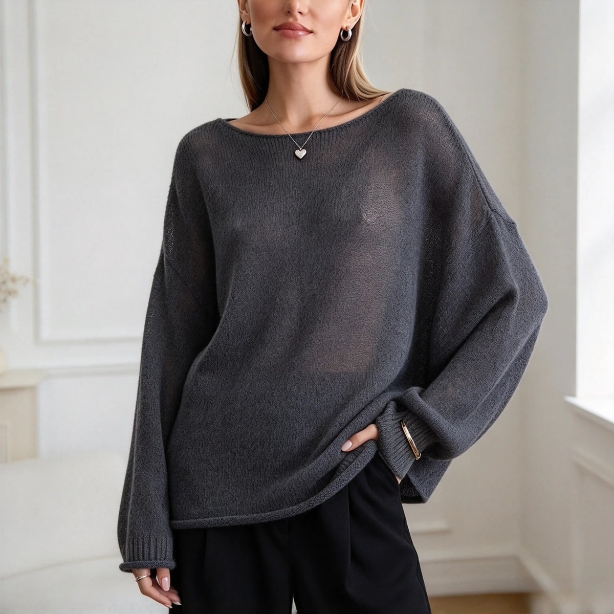 Pull Ajouré Femme – Maille Fine et Transparente