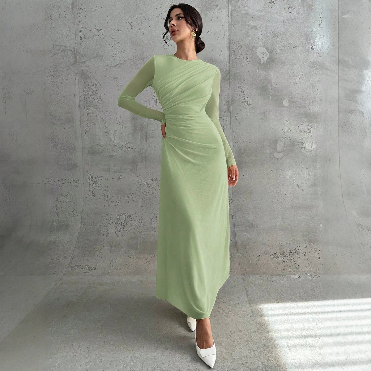 Robe en Maille Femme – Manches Longues et Ceinture