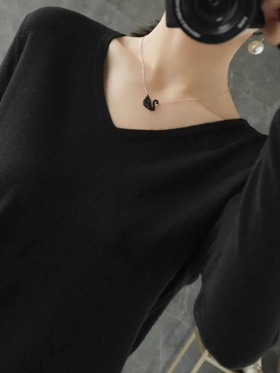Pull en Maille Col V Femme – Style Confortable
