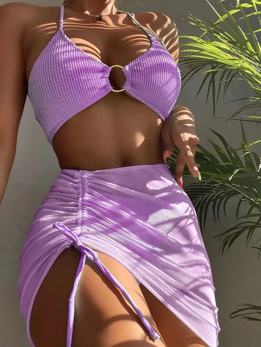 Maillot de Bain Femme 3 Pièces – Maille et Col Licou