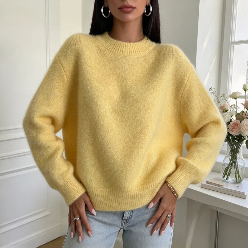 Pull en Maille Épaisse Femme – Doux et Col Rond