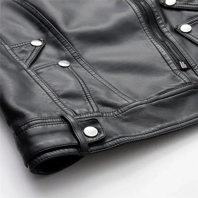 Veste courte femme en simili cuir style Y2K streetwear