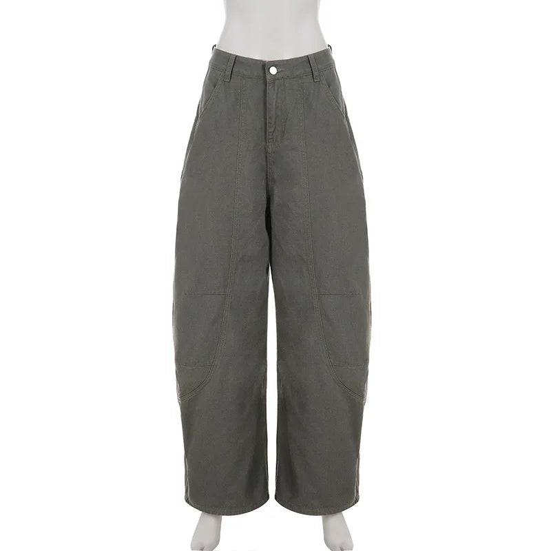 Jean cargo femme baggy taille basse