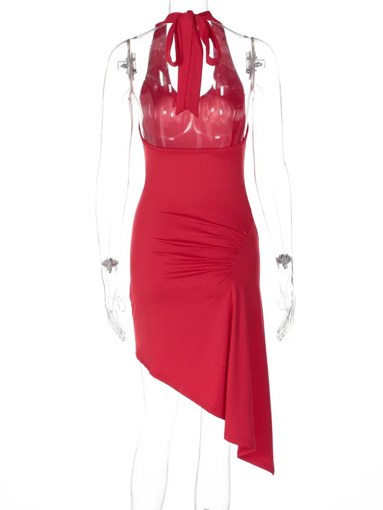 Robe courte femme moulante asymétrique dos nu