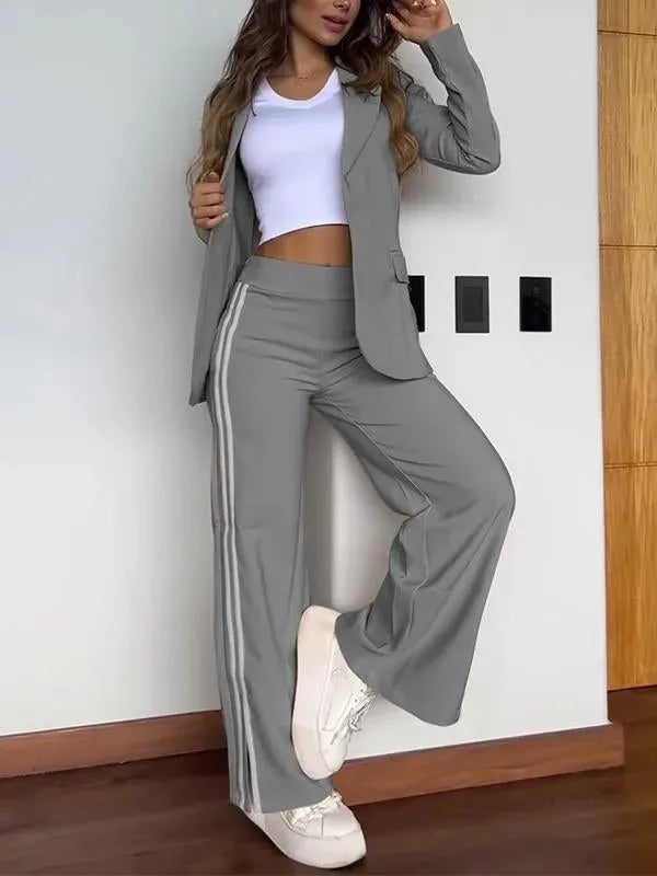 Ensemble Tailleur Femme 2 Pièces – Blazer et Pantalon à Poches