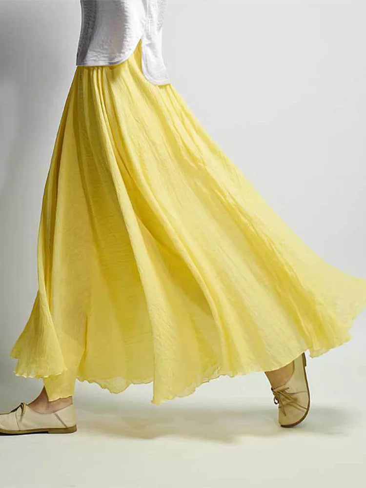 Jupe Longue Femme en Lin – Taille Haute