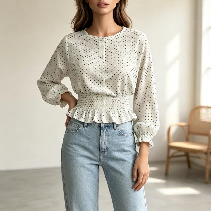 Chemise à Pois Femme – Style Chic Coréen