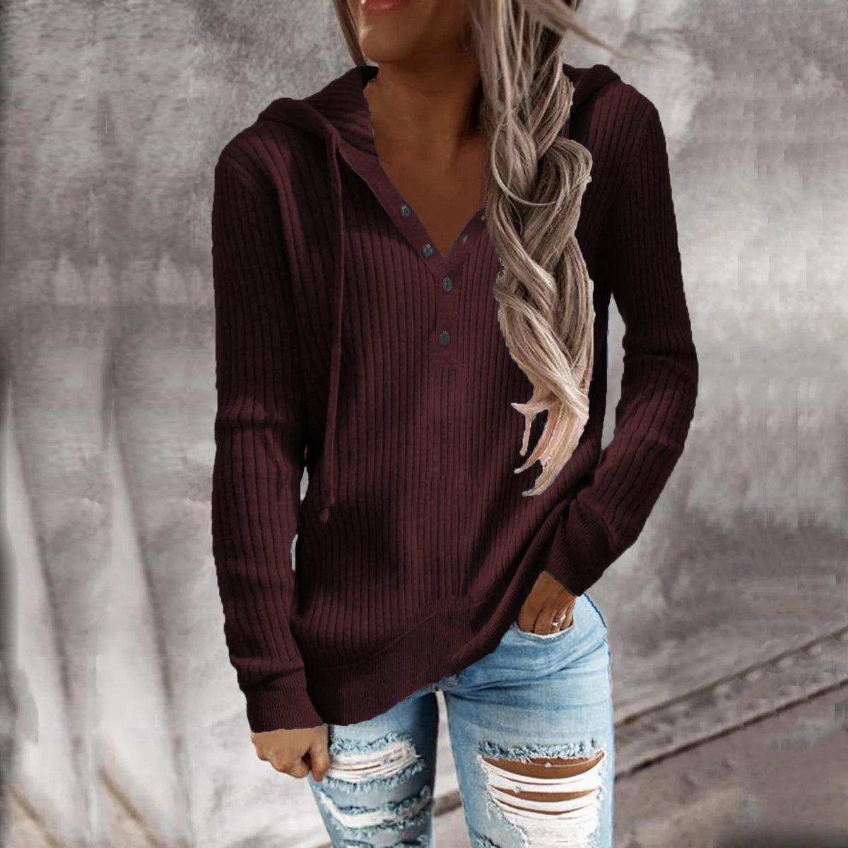 Sweat à Capuche Rayé Femme – Coupe Décontractée