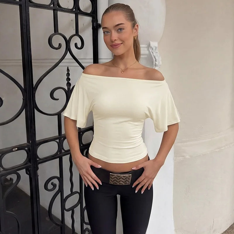 T-Shirt Asymétrique Femme – Une Épaule Dénudée
