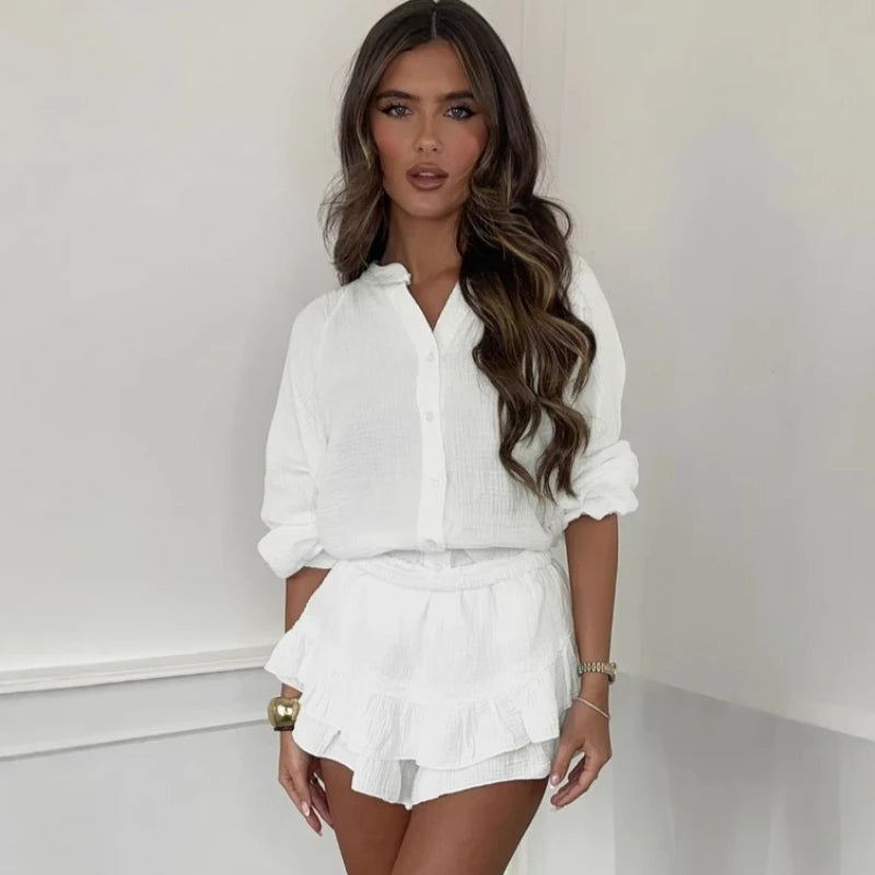 Ensemble Blanc Femme 2 Pièces – Look Chic