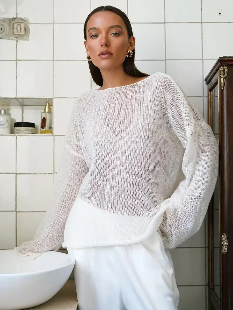 Pull Ajouré Femme – Maille Fine et Transparente