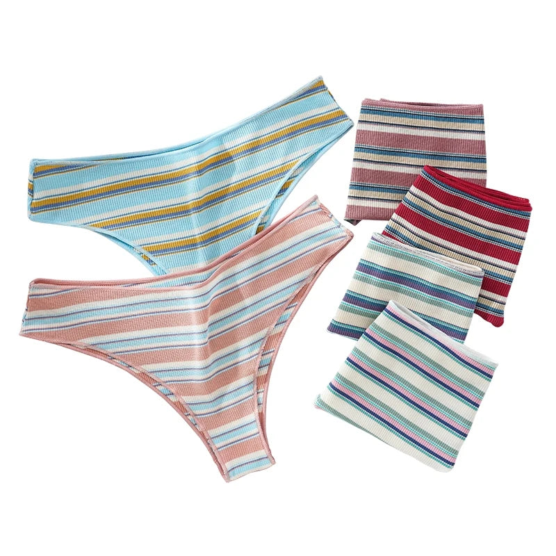 String Coton Femme – Rayures Arc-en-Ciel