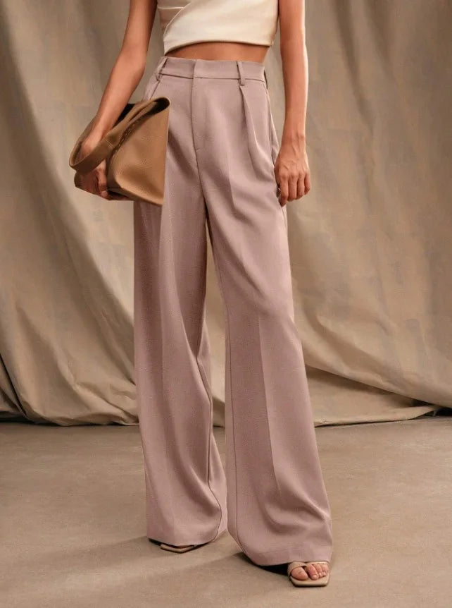 Pantalon de Costume Femme – Taille Haute et Jambes Larges