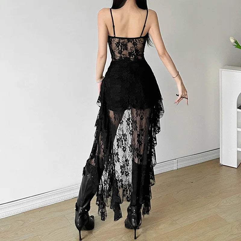 Robe Longue Asymétrique Femme – Dentelle