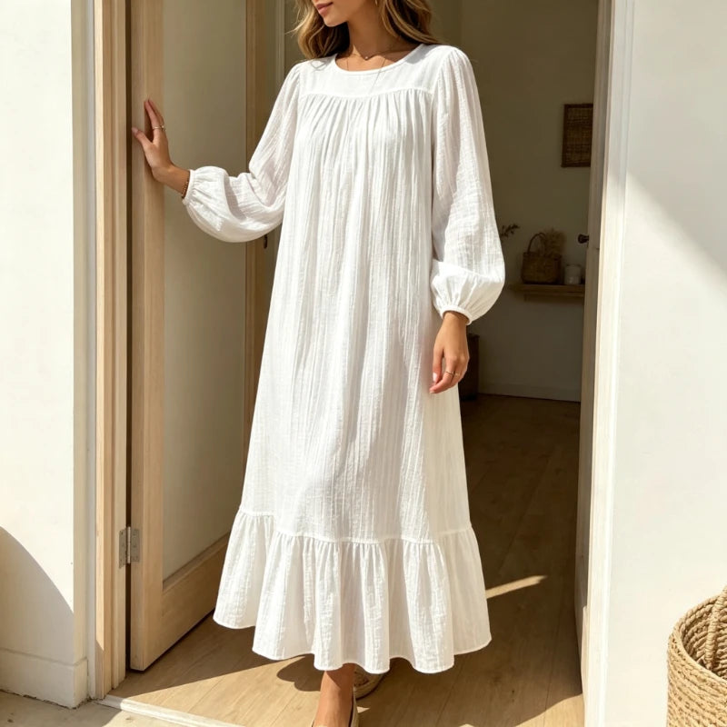 Robe Longue Fluide Femme – Effet Froissé Élégant
