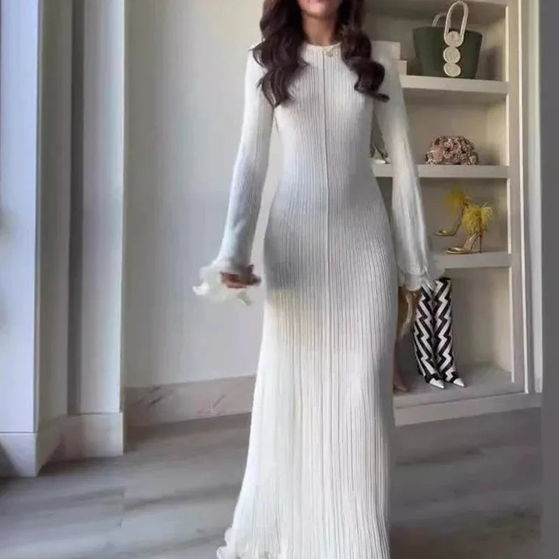 Robe Longue Femme – Plis et Volants