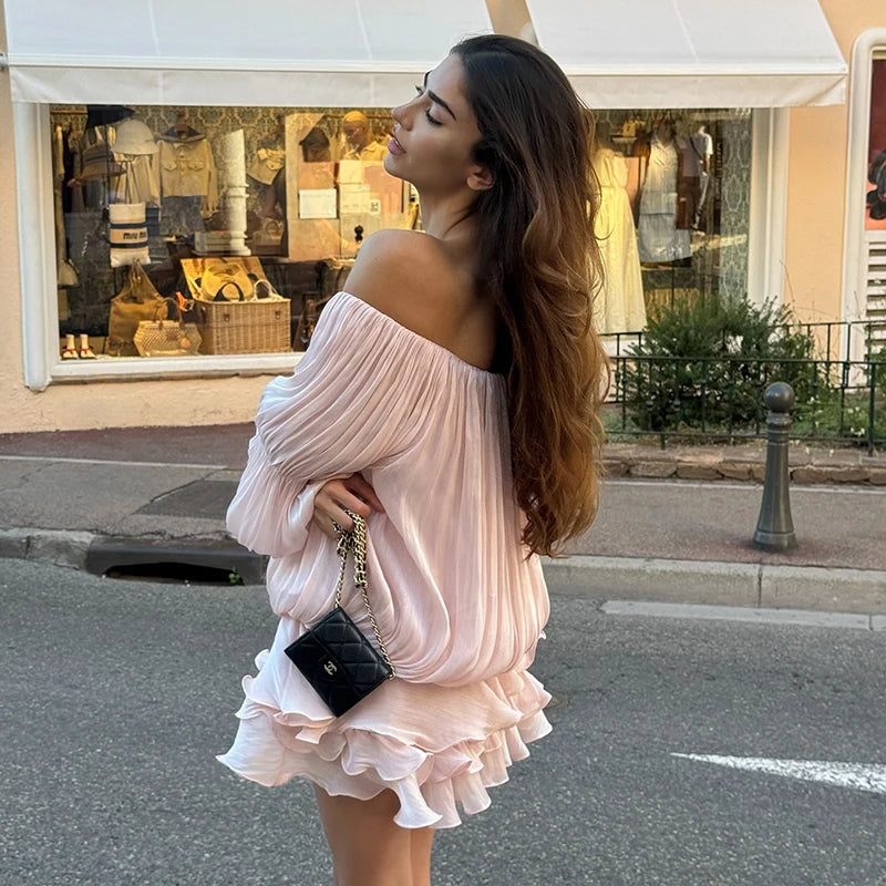 Robe Romantique Femme – Volants et Épaules Dénudées