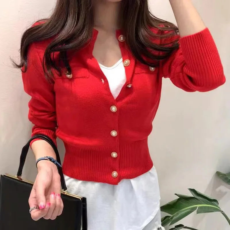 Cardigan Court Femme – Maille Ajustée Style Coréen