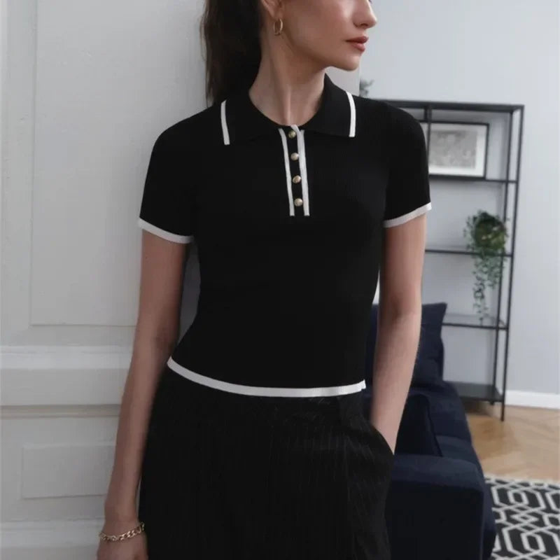 Pull Femme – Col et Manches Courtes