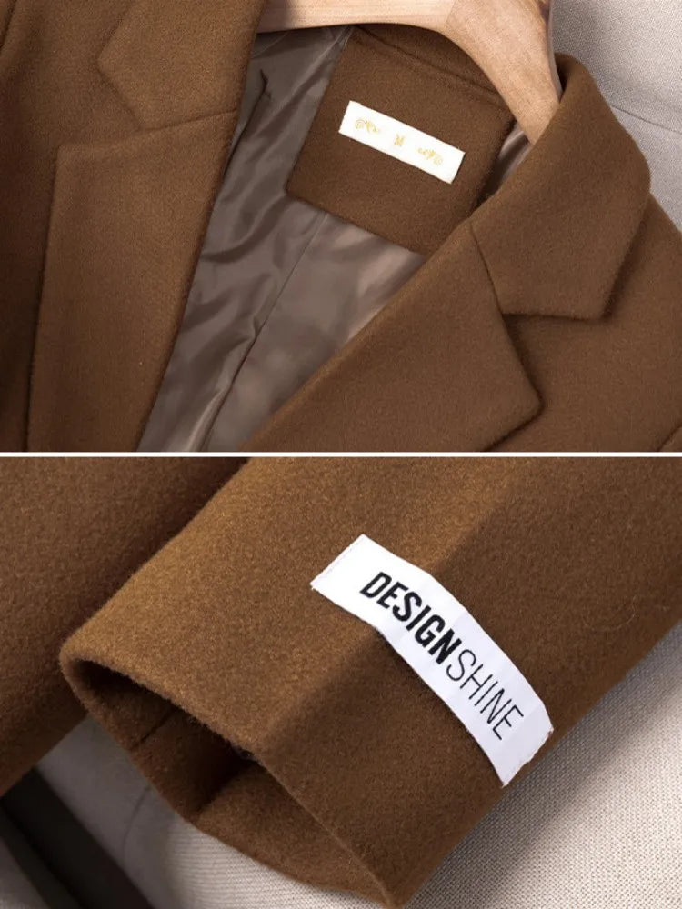 Manteau femme en laine mélangée avec ceinture