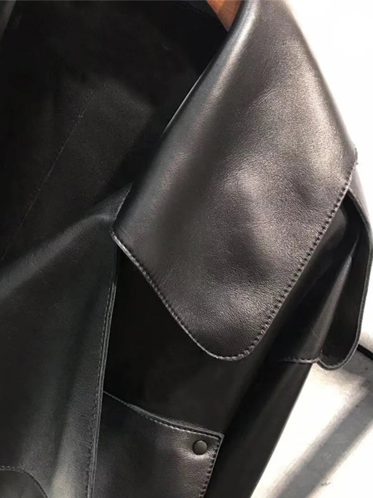 Veste femme noire en simili cuir style vintage