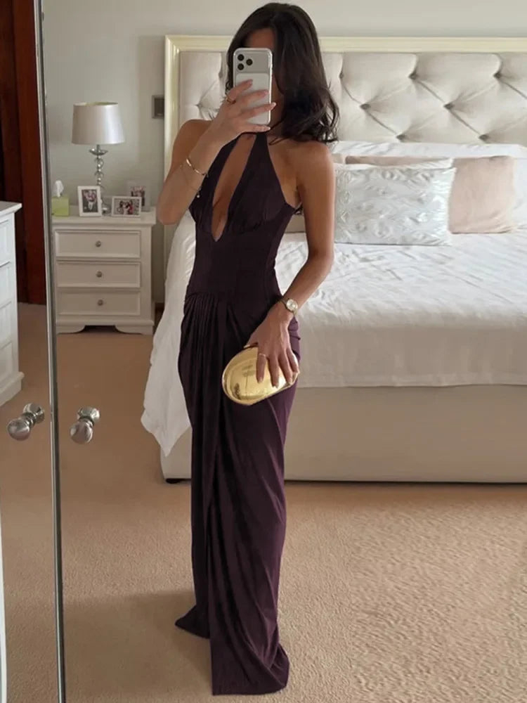 Robe Longue Femme – Plissée et Fendue