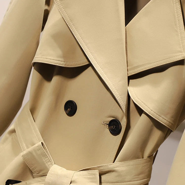 Manteau long femme croisé élégant avec ceinture