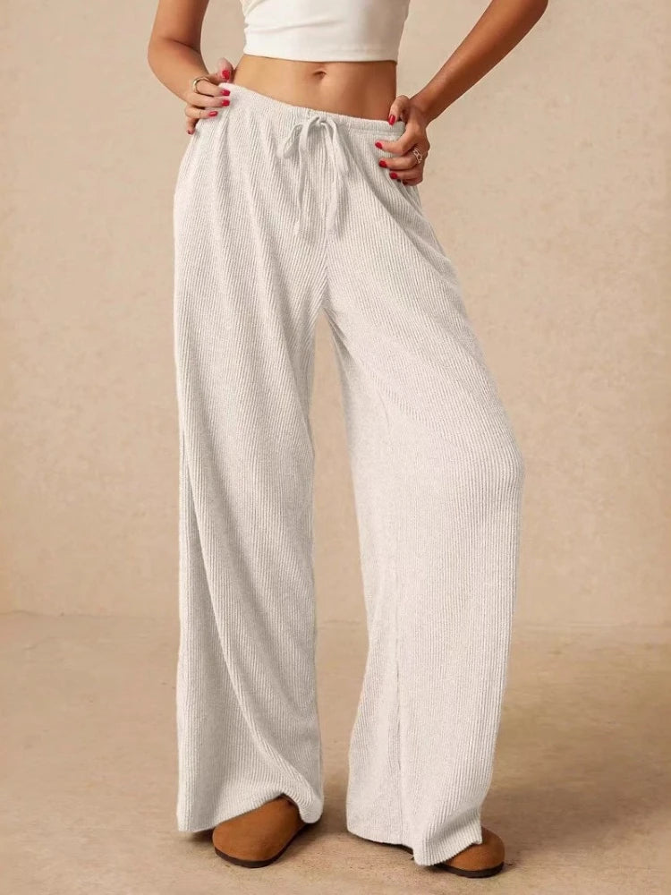 Pantalon Large Femme – Taille Haute et Uni