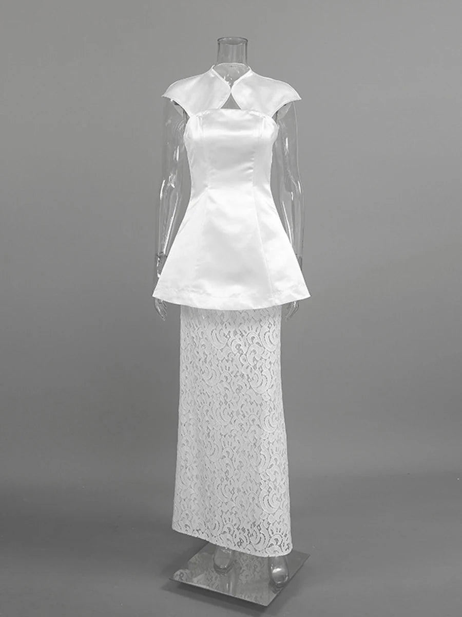 Ensemble 2 Pièces Blanc Femme – Dentelle
