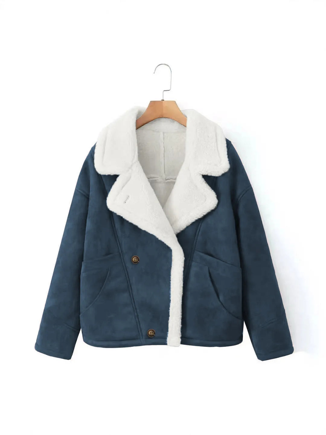 Veste Rétro Femme – Effet Laine d’Agneau et Patchwork