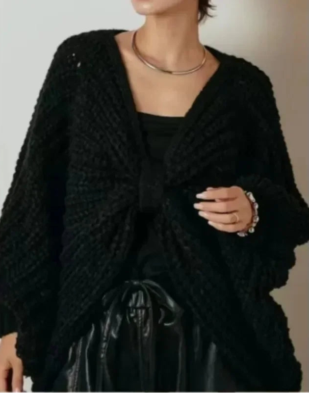 Pull en Maille Femme – Uni avec Nœud Papillon