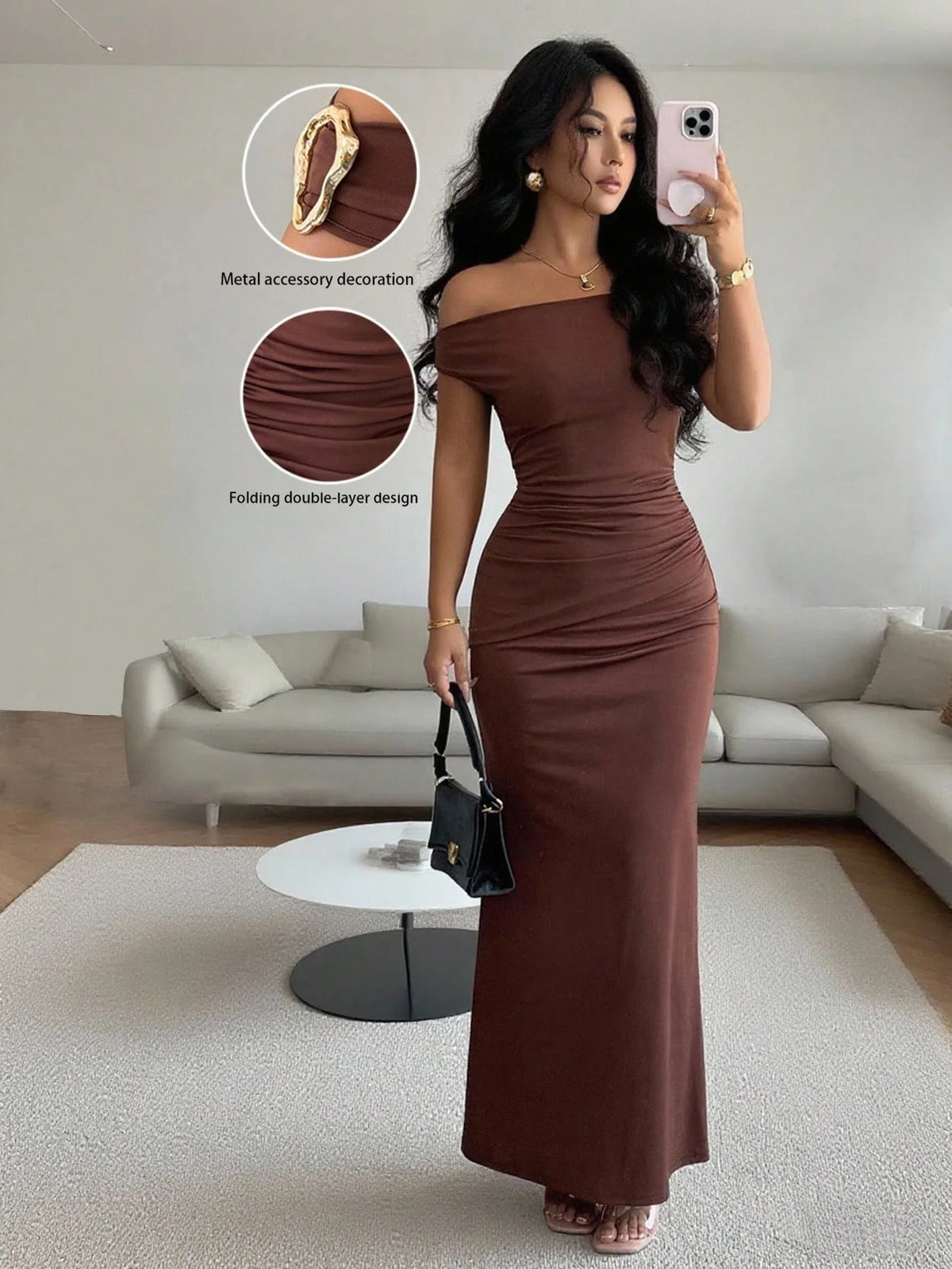 Robe Longue de Soirée Femme – Épaules Dénudées