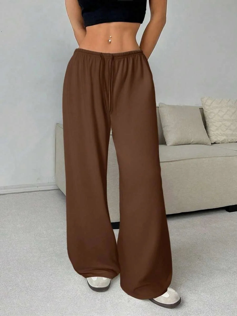Pantalon Large Femme – Taille Élastique à Lacets