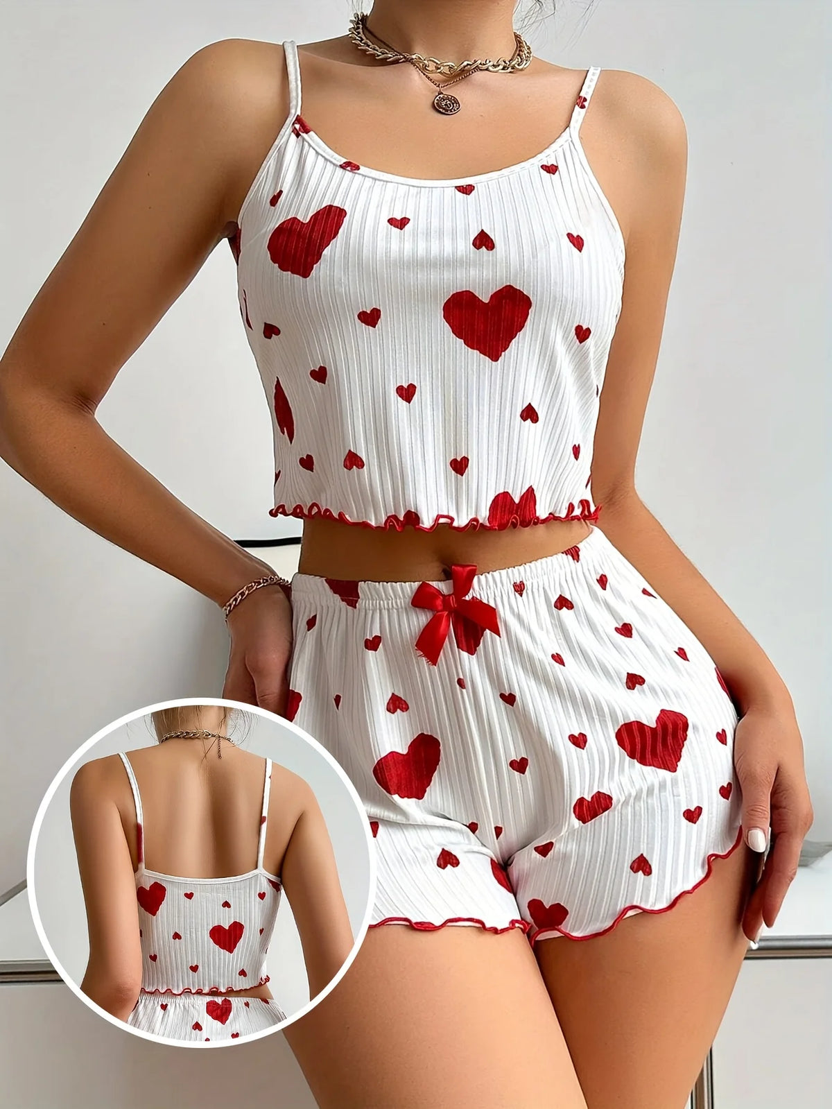 Pyjama 2 Pièces Femme – Bretelles Fines et Imprimé
