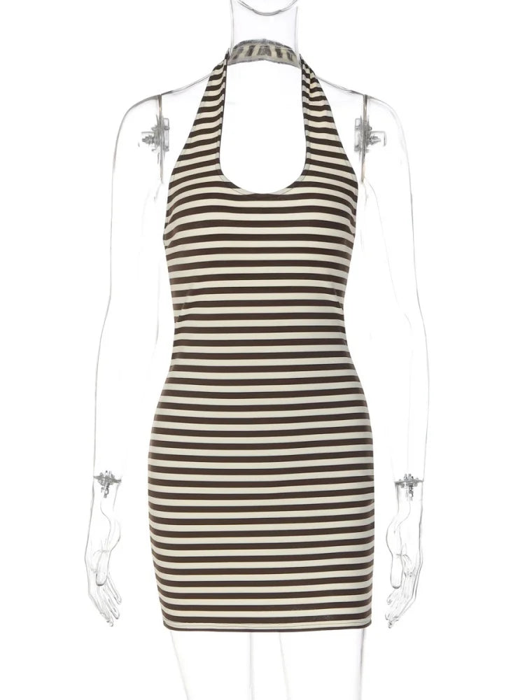 Robe courte femme moulante à rayures