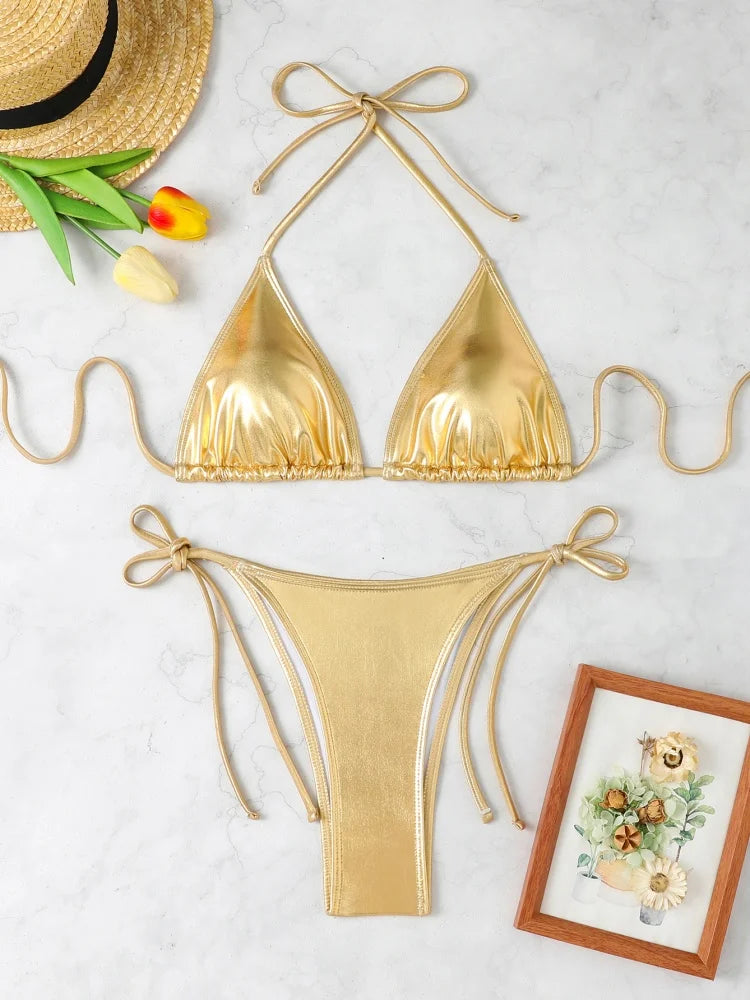 Bikini 2 Pièces Femme – Brillant et Ajustable