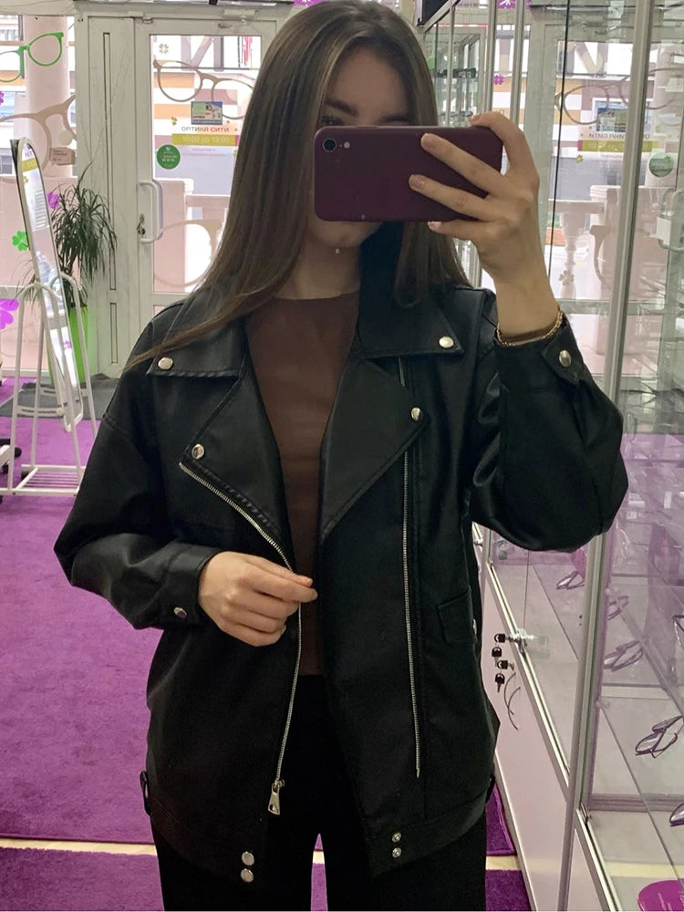 Blouson Femme en Similicuir – Style Streetwear Chic et Tendance