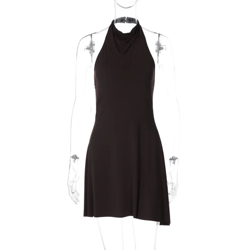 Robe femme marron moulante asymétrique dos nu