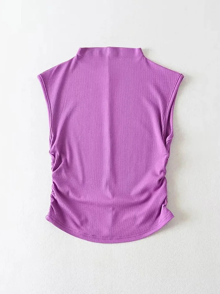 Débardeur Col Roulé Femme – Coupe Courte