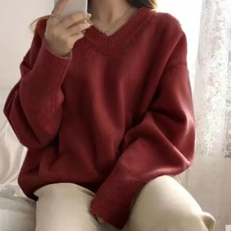 Pull Col V Femme – Maille Style Coréen
