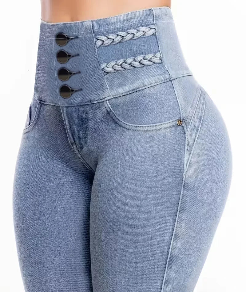 Legging Taille Haute Femme – Fausses Poches et Boutons