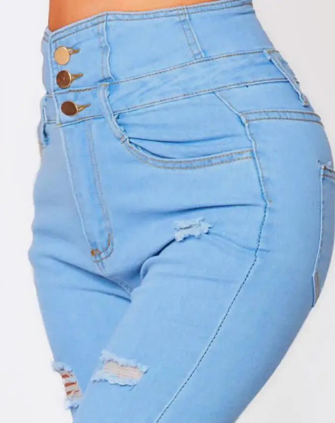 Jean Déchiré Femme – Taille Haute et Coupe Décontractée