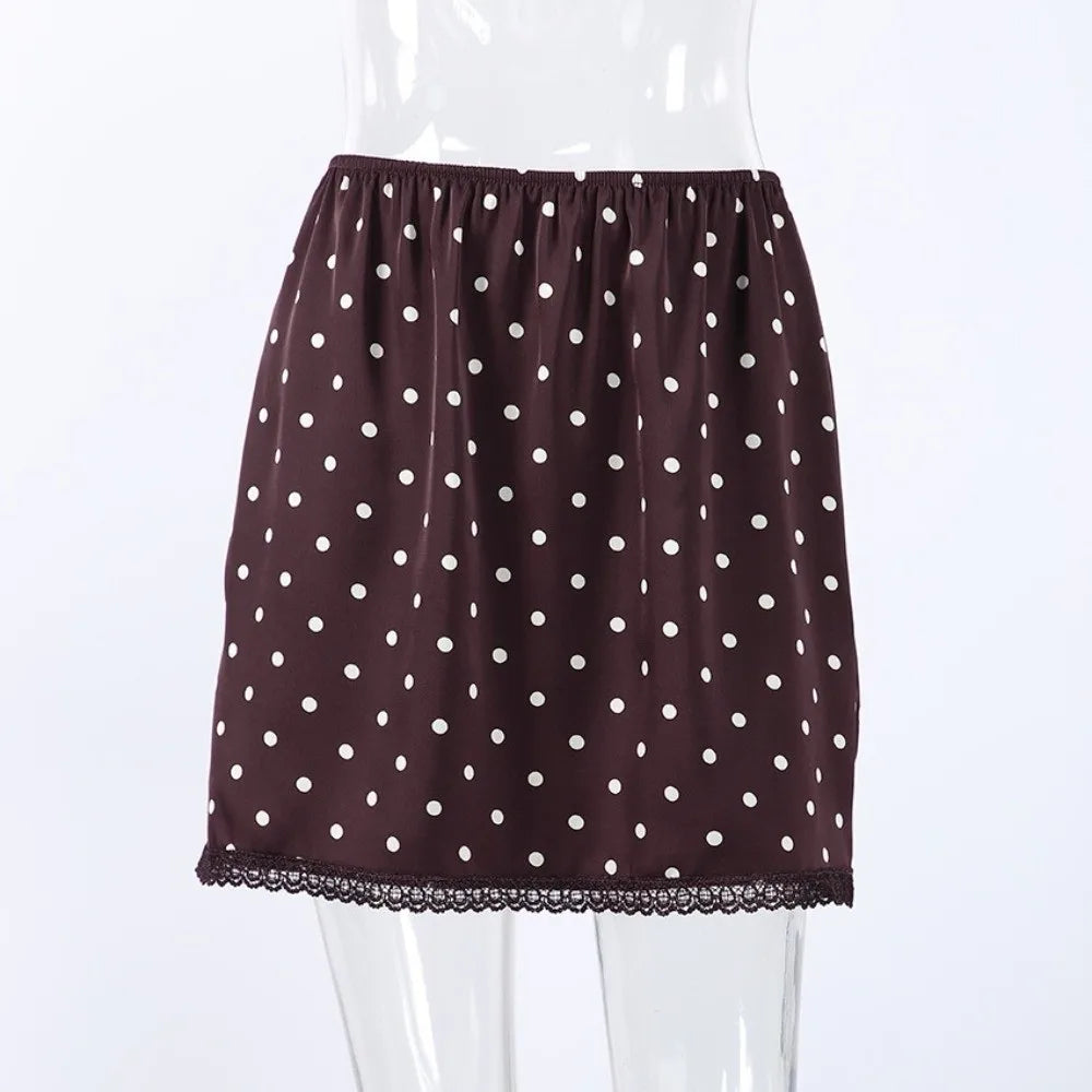 Mini-Jupe Femme – Pois, Dentelle et Taille Haute