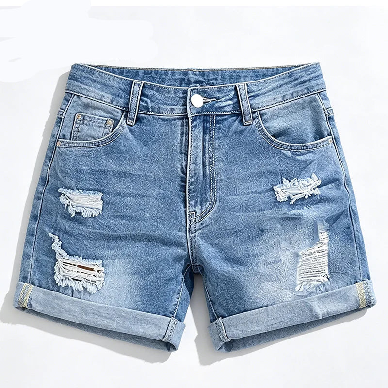 Short en Jean Bleu Femme – Ourlets à Revers
