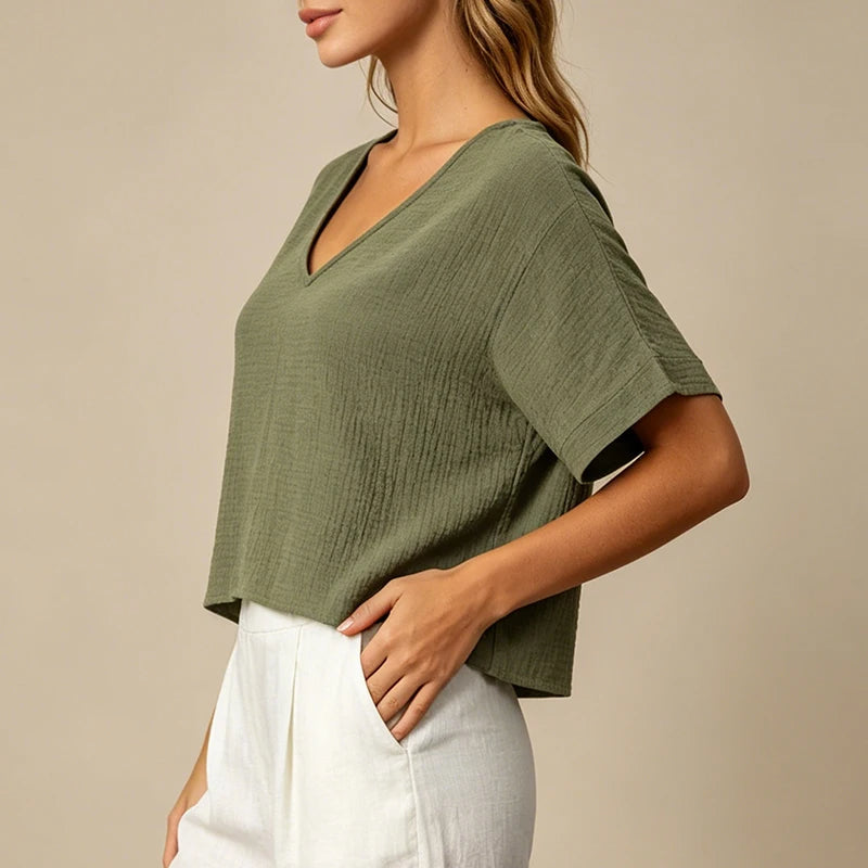 T-Shirt Chic Femme – Mousseline de Coton