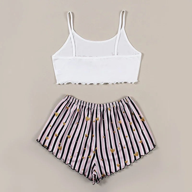 Pyjama d’Été Femme – Débardeur et Short Rayés