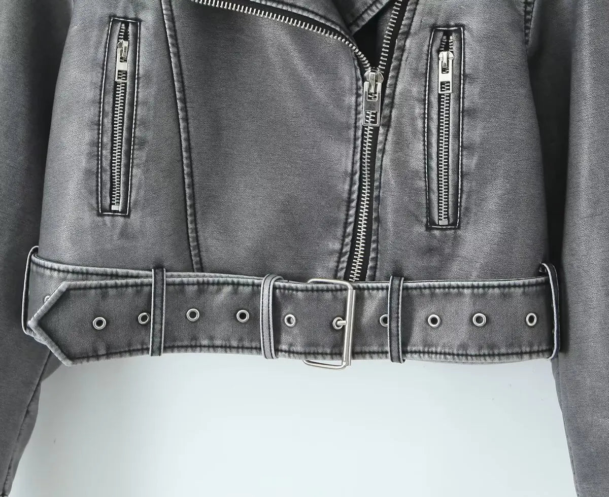 Veste Similicuir Femme – Revers et Fermeture Zippée