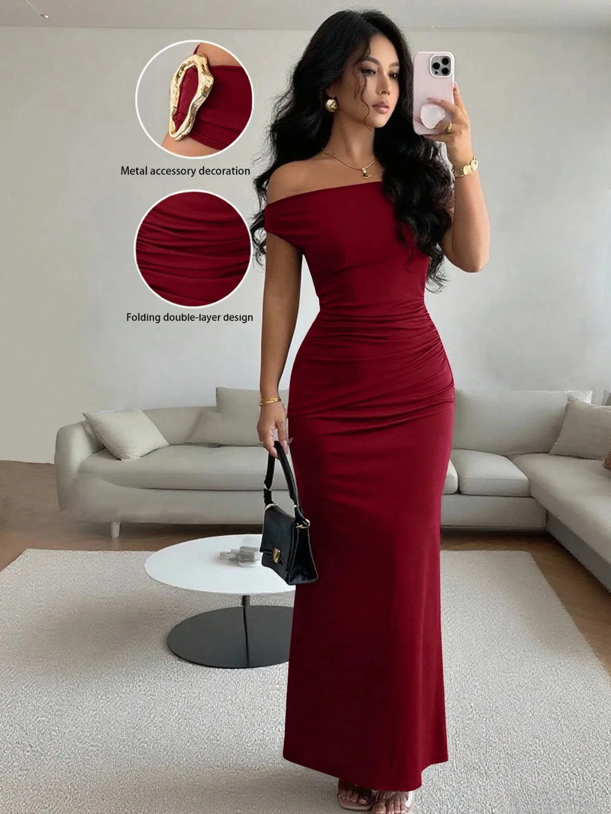 Robe Longue de Soirée Femme – Épaules Dénudées