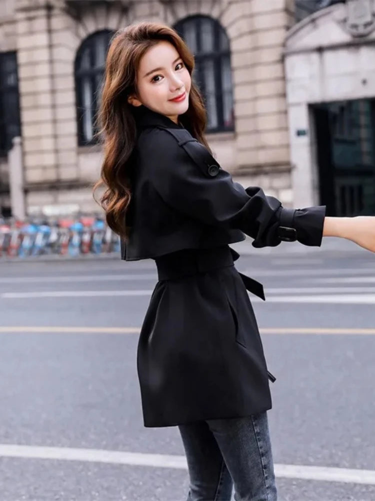 Trench-coat femme kaki classique avec ceinture